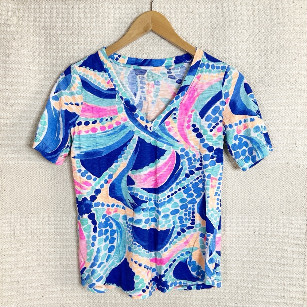 LILLY PULITZER multi Ocean Jewels short sleeve Ida v-neck tee XS